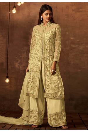 Yellow embroidered kameez with palazzo  15079D